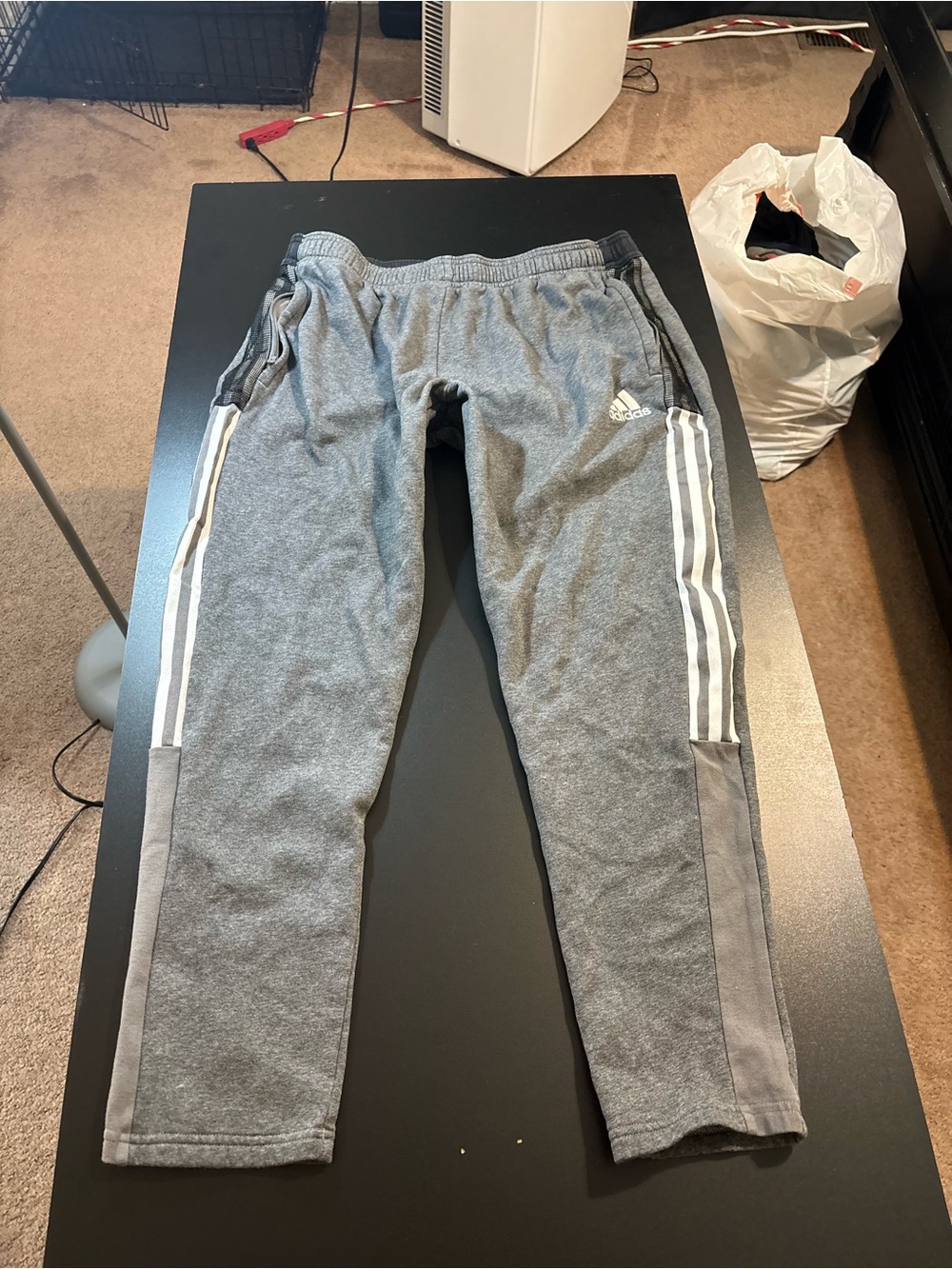 adidas Gray Sweatpants with White Three-Stripes